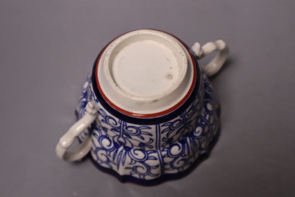 A Worcester Royal Lily caudle or chocolate cup and saucer c. 1770, 14cm